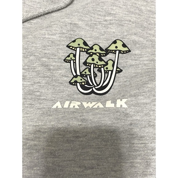 Airwalk Mens Grey Hoodie Sweatshirt Size Medium Skull Mushrooms READ - Picture 3 of 7